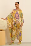 Shop_Label Deepika Nagpal_Yellow Mulberry Silk Printed One-shoulder Jasper Top _Online_at_Aza_Fashions