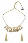 Shop_Moh-Maya by Disha Khatri_Gold Plated Pearls, Metallic Thread, Stones Kundan Meenakari Necklace Set _at_Aza_Fashions