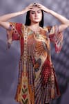 Preeti Jhawar_Multi Color Chiffon Printed Bird Notched Tunic And Palazzo Set _Online_at_Aza_Fashions