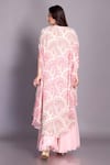 Shop_Preeti Jhawar_Pink Chiffon, Handloom Cotton, Georgette Zari, Floral Cape Sharara Set _at_Aza_Fashions