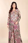 Preeti Jhawar_Multi Color Chiffon Printed Floral Notched Top And Sharara Set _Online_at_Aza_Fashions