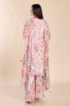 Shop_Preeti Jhawar_Cream Chiffon Embroidered Thread Round Floral Print Kurta Palazzo Set _at_Aza_Fashions