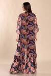 Shop_Preeti Jhawar_Multi Color Chiffon Beads V-, Open Bird Print Jacket And Sharara Set _at_Aza_Fashions