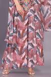 Buy_Preeti Jhawar_Pink Chiffon Embroidery, Mirrors Round Neck Bird Print Cape And Sharara Set _Online_at_Aza_Fashions