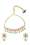 Shop Moh-Maya By Disha Khatri Gold Plated Diamonds, Beads, Stones Kundan Floral Choker Set at Aza Fashions Shop_Moh-Maya By Disha Khatri_Gold Plated Diamonds, Beads, Stones Kundan Floral Choker Set _at_Aza_Fashions