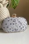 Buy_Stitched soles_Grey Embellishments Oval Shaped Clutch _at_Aza_Fashions