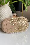 Buy_Stitched soles_Gold Embellishments Oval Shaped Sequin Clutch _at_Aza_Fashions