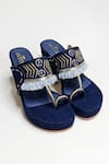 Shop_The Alter_Blue Beads, Tassels Kolhapuri Embroidered Strap Heels _at_Aza_Fashions
