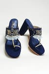 The Alter_Blue Beads, Tassels Kolhapuri Embroidered Strap Heels _Online_at_Aza_Fashions
