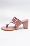 Shop_The Alter_Pink Cut Work Kolhapuri Cut-work Strap Block Heels _Online_at_Aza_Fashions