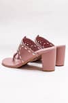 The Alter_Pink Cut Work Kolhapuri Cut-work Strap Block Heels _at_Aza_Fashions