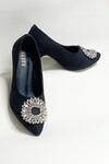 Buy_The Alter_Black Crystals Flower Embellished Stilettos _at_Aza_Fashions