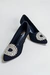 Buy_The Alter_Black Crystals Flower Embellished Stilettos _Online_at_Aza_Fashions