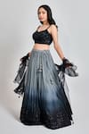 MeenaGurnam_Grey Viscose Georgette Embroidered Thread Ombre Sequin Embellished Lehenga Set _Online_at_Aza_Fashions