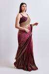 Buy_Meenagurnam_Wine Georgette Sequins, Crystals, Embroidery Embellished Ombre Saree With Blouse _Online_at_Aza_Fashions