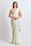 Buy_MeenaGurnam_White Sequence Georgette Embroidered Thread Sequin Abstract Saree With Blouse _at_Aza_Fashions