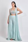 Buy_Meenagurnam_Blue Georgette Embroidery, Sequins Round Neck Embellished Cape And Sharara Set _at_Aza_Fashions