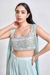 Shop_Meenagurnam_Blue Georgette Embroidery, Sequins Round Neck Embellished Cape And Sharara Set _Online_at_Aza_Fashions