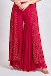 Buy_MeenaGurnam_Red Viscose Georgette Embroidered Sequin And Bead Embellished Cape & Sharara Set 