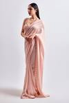 Meenagurnam_Pink Georgette, Satin Sequins Halter Neck Embroidered Saree With Blouse _Online_at_Aza_Fashions