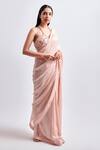 Buy_Meenagurnam_Pink Georgette, Satin Sequins Halter Neck Embroidered Saree With Blouse _Online_at_Aza_Fashions