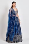 Meenagurnam_Blue Georgette Embroidered Zari Sweetheart Lehenga Cutwork Blouse Set  _Online_at_Aza_Fashions