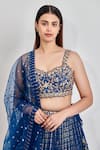 Buy_Meenagurnam_Blue Georgette Embroidered Zari Sweetheart Lehenga Cutwork Blouse Set  _Online_at_Aza_Fashions