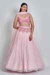 MeenaGurnam_Pink Viscose Georgette Embroidered Sequin Round And Zarkan Work Lehenga Set _Online_at_Aza_Fashions