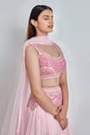 Shop_MeenaGurnam_Pink Viscose Georgette Embroidered Sequin Round And Zarkan Work Lehenga Set _Online_at_Aza_Fashions