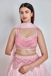 MeenaGurnam_Pink Viscose Georgette Embroidered Sequin Round And Zarkan Work Lehenga Set _at_Aza_Fashions