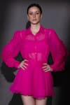 Buy_Nitara Dhanraj Label_Pink Matka Silk Solid Shirt  Collar Ruffled Skirt Set _Online_at_Aza_Fashions