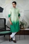 Buy_Smriti By Anju Agarwal_Green Silk, Cotton Embroidery Ombre Thread Kurta Set _at_Aza_Fashions