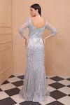 Laxmishriali_Grey Net Embroidery Crystal Sweetheart Neck Metallic Sequin Gown With Skirt _Online_at_Aza_Fashions