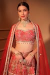 Buy_Laxmishriali_Red Lehenga And Blouse Dupion Digital Printed Zardozi Embroidered Bridal Set_Online_at_Aza_Fashions