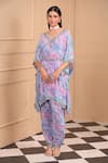 Buy_Laxmishriali_Blue Georgette Digital Printed Geometric V Neck Kaftan And Pant Set _at_Aza_Fashions