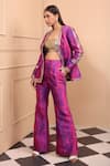 Buy_Laxmishriali_Purple Dupion Embroidered Geometric Blazer Front Open Print Pant Set _Online_at_Aza_Fashions