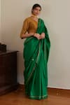 Buy_Shorshe Clothing_Green Saree Bangalore Silkblouse Gold Tissue Embroidered Silk With _at_Aza_Fashions