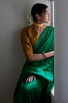 Shorshe Clothing_Green Saree Bangalore Silkblouse Gold Tissue Embroidered Silk With _Online_at_Aza_Fashions