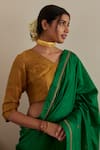 Buy_Shorshe Clothing_Green Saree Bangalore Silkblouse Gold Tissue Embroidered Silk With _Online_at_Aza_Fashions