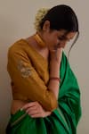 Shop_Shorshe Clothing_Green Saree Bangalore Silkblouse Gold Tissue Embroidered Silk With _Online_at_Aza_Fashions