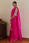 Shorshe Clothing_Pink Saree Bangalore Silk Embroidery Zardozi Work Placement Hand With Blouse _at_Aza_Fashions