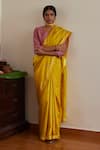 Buy_Shorshe Clothing_Yellow Saree Bangalore Silkblouse Chanderi Embroidered Ambi Silk With _at_Aza_Fashions