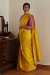 Shop_Shorshe Clothing_Yellow Saree Bangalore Silkblouse Chanderi Embroidered Ambi Silk With _at_Aza_Fashions