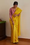 Shorshe Clothing_Yellow Saree Bangalore Silkblouse Chanderi Embroidered Ambi Silk With _at_Aza_Fashions