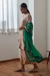 Shorshe Clothing_Green Organza Placement Hand Embroidery Zardozi Dupatta _Online_at_Aza_Fashions