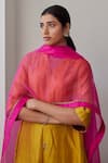 Buy_Shorshe Clothing_Pink Organza Placement Hand Embroidery Zardozi Lace Dupatta _Online_at_Aza_Fashions