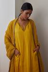 Buy_Shorshe Clothing_Yellow Pashmina Zari Zardozi Embroidered Dupatta _Online_at_Aza_Fashions
