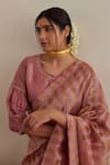 Shop_Shorshe Clothing_Pink Saree Chanderi Tissue Embroidered Lace Round With Blouse _at_Aza_Fashions