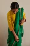 Shop_Shorshe Clothing_Green Saree Silk Organza Embroidered Sequin Cross Butta Laced With Blouse _at_Aza_Fashions