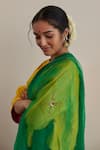 Buy_Shorshe Clothing_Green Saree Silk Organza Embroidered Sequin Cross Butta Laced With Blouse _Online_at_Aza_Fashions